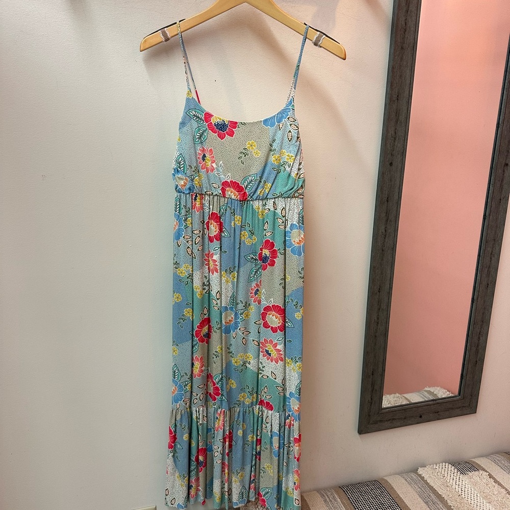 Floral Maxi Dress in Blue and Red